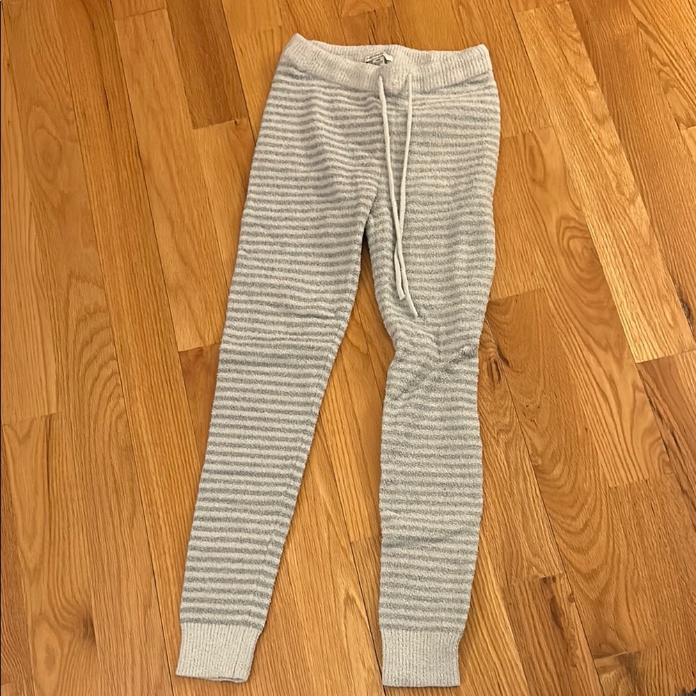 American Eagle Outfitters Women’s Striped Joggers - Gray and Cream